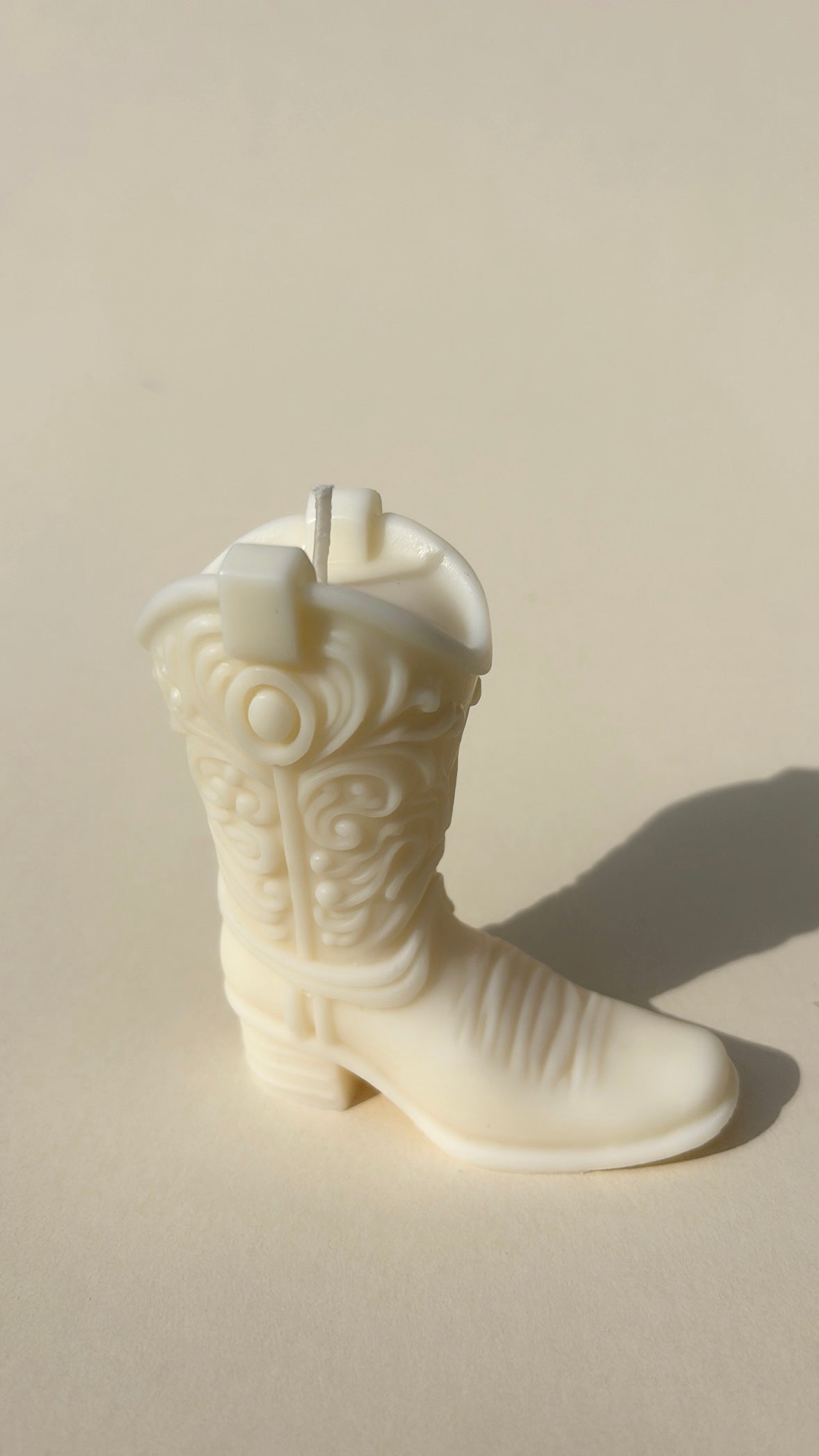 White Cowgirl Boot Candle