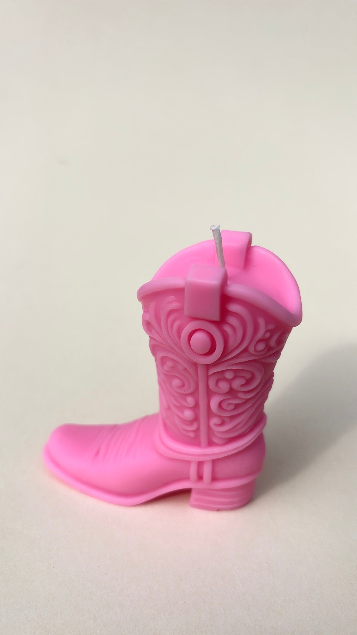 Neon Pink Cowgirl Boot Candle