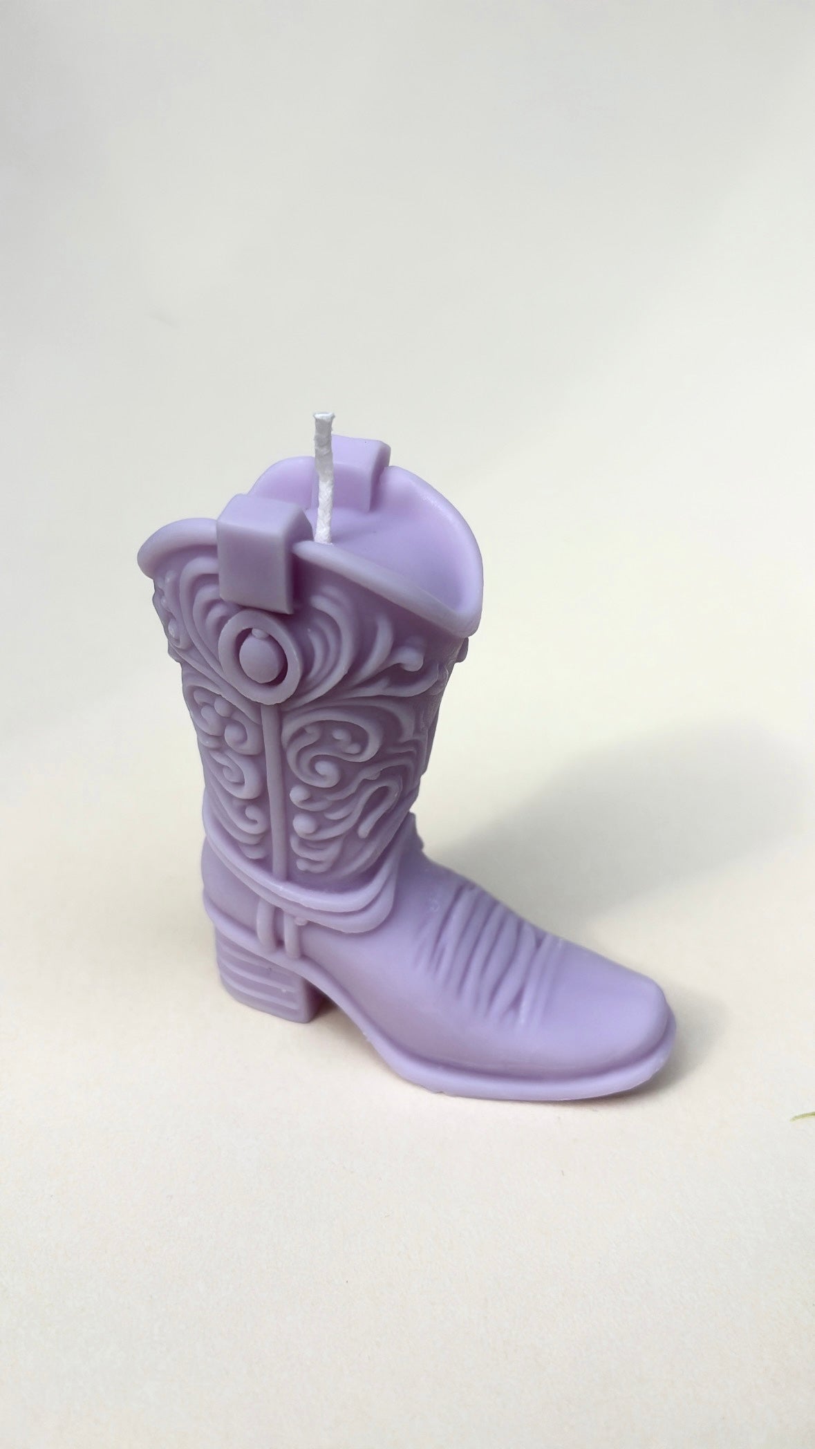 Purple Cowgirl Boot Candle