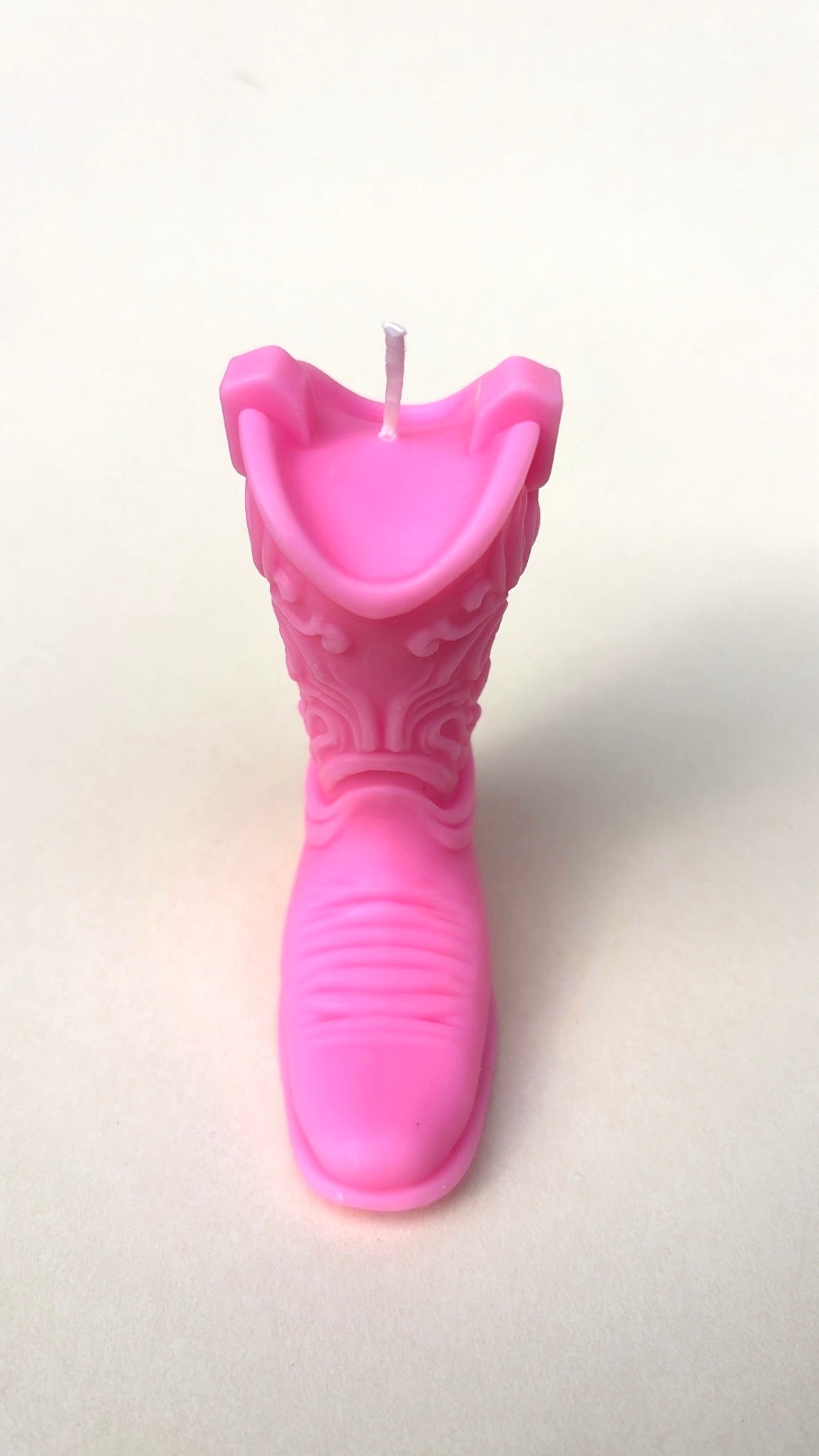 Neon Pink Cowgirl Boot Candle