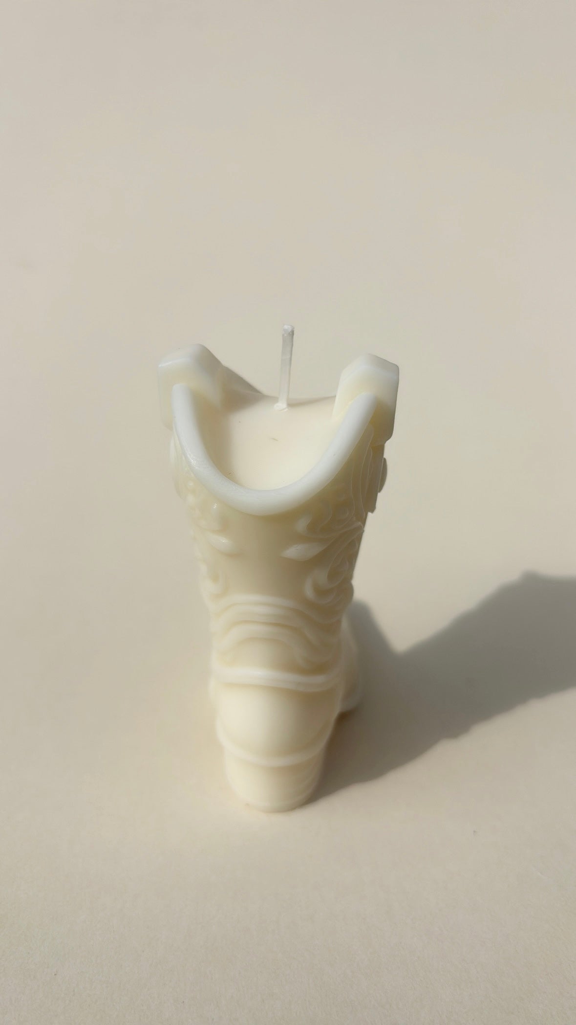 White Cowgirl Boot Candle