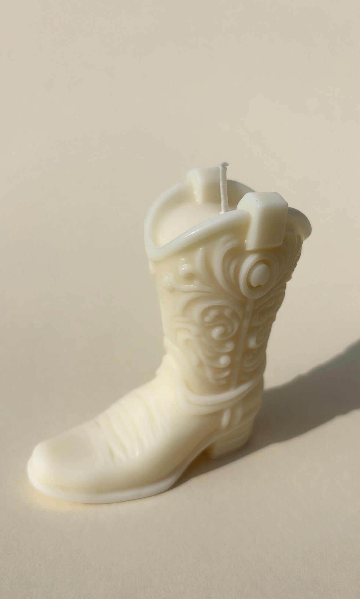White Cowgirl Boot Candle