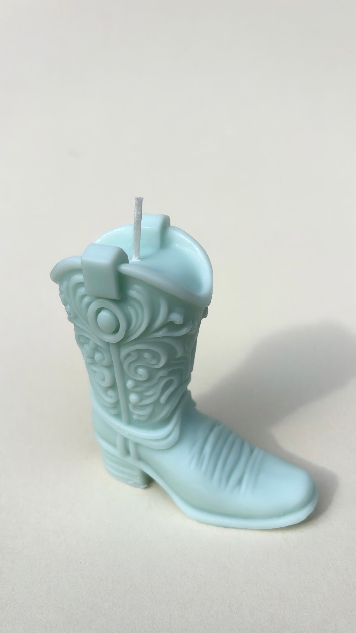 Blue Cowgirl Boot Candle
