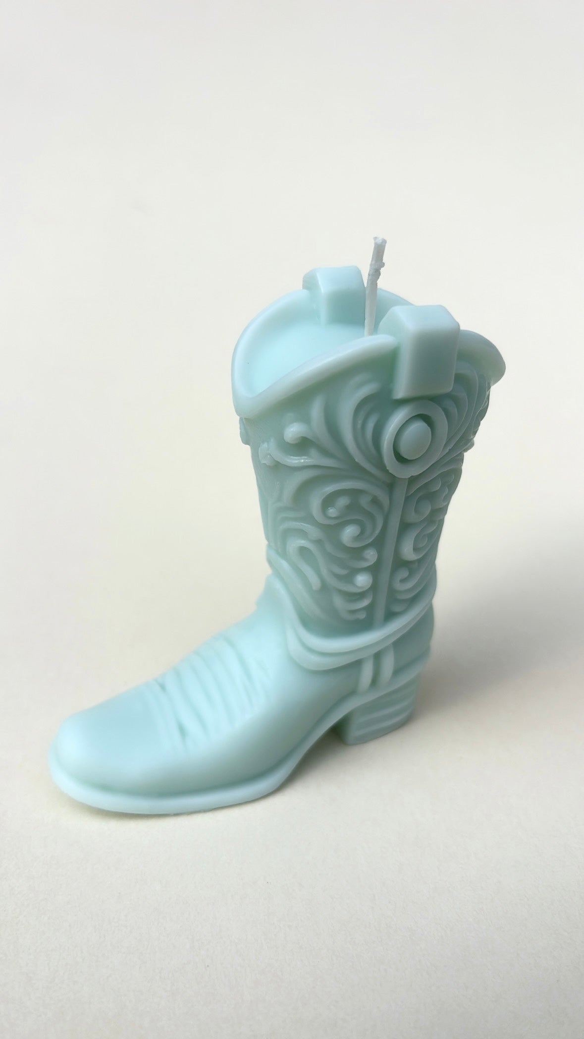 Blue Cowgirl Boot Candle