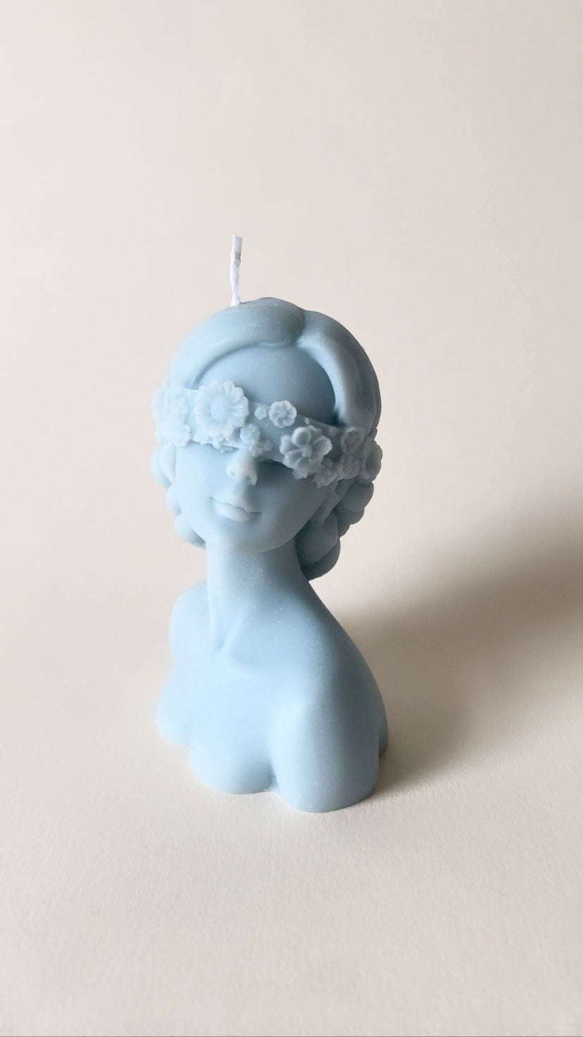 Blue Floral Queen Candle
