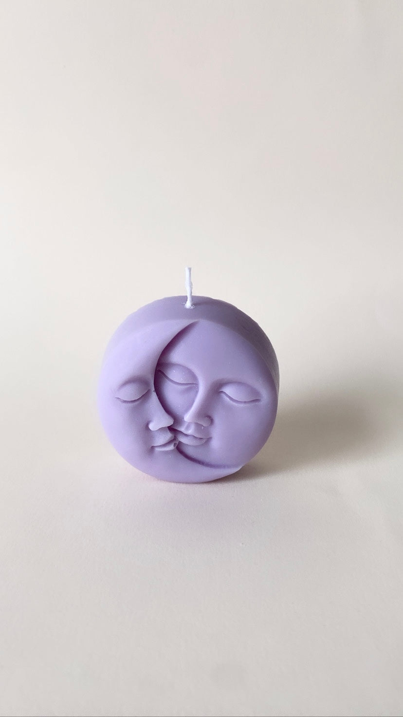 Purple Sun and Moon Candle