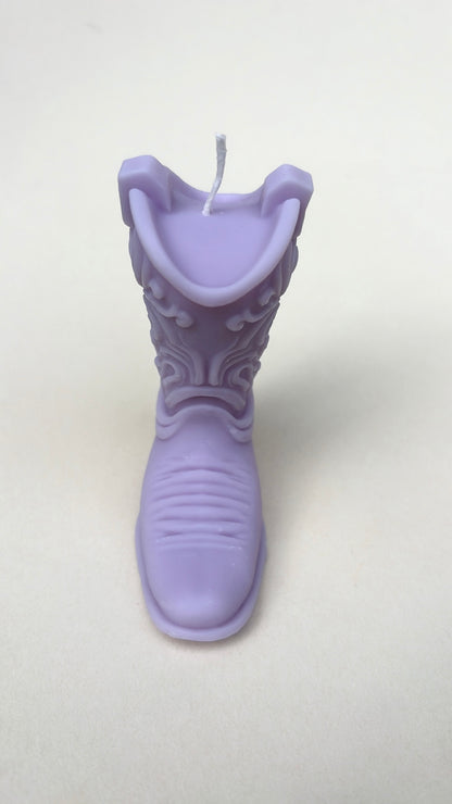 Purple Cowgirl Boot Candle