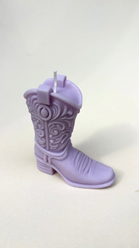 Purple Cowgirl Boot Candle