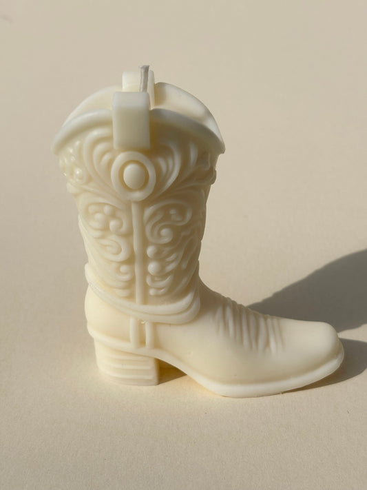 White Cowgirl Boot Candle