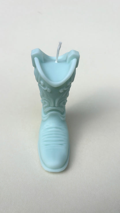 Blue Cowgirl Boot Candle