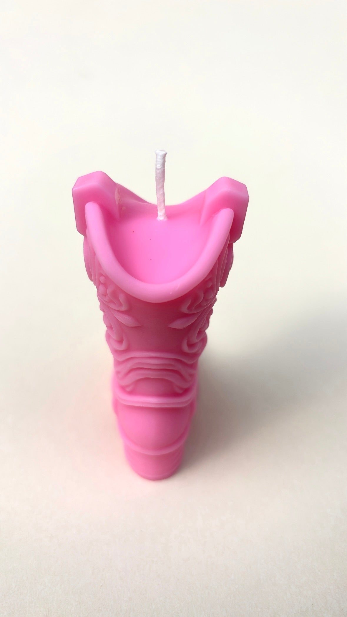 Neon Pink Cowgirl Boot Candle