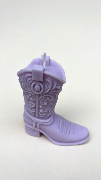 Purple Cowgirl Boot Candle