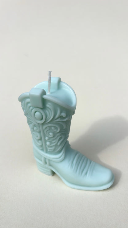 Blue Cowgirl Boot Candle