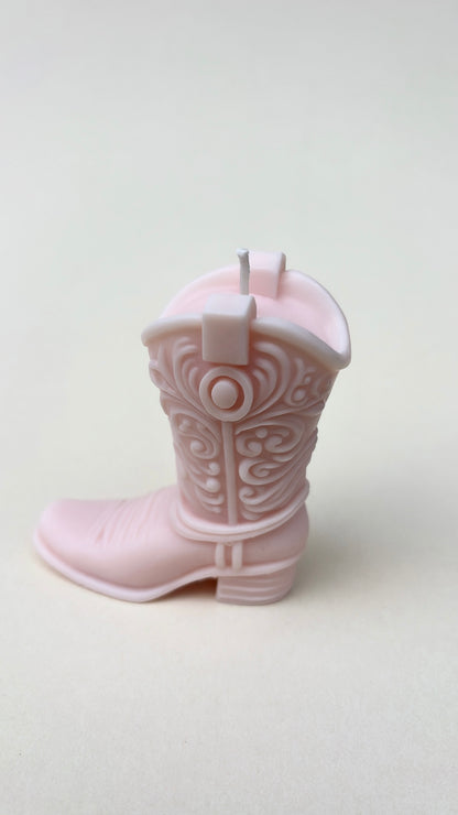 Pink Cowgirl Boot Candle