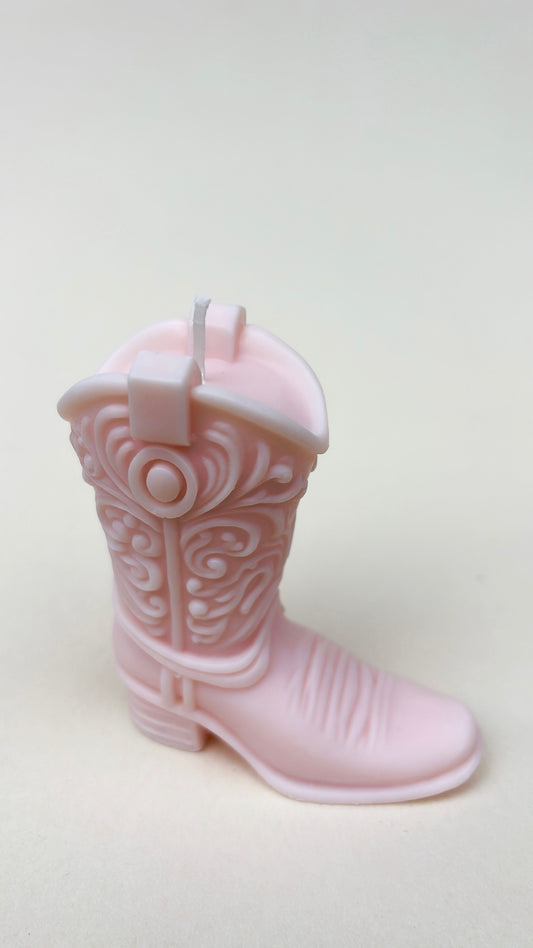Pink Cowgirl Boot Candle