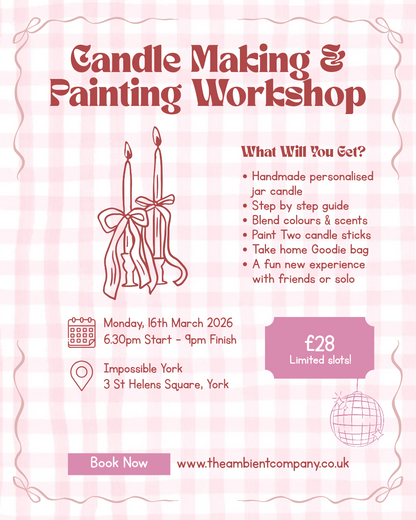 Candle Making And Painting Workshop 16th March 2026